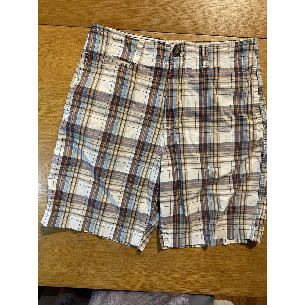 Vintage American Eagle Cargo Shorts Mens 34 Plaid Casual Cotton 10" Inseam Y2K